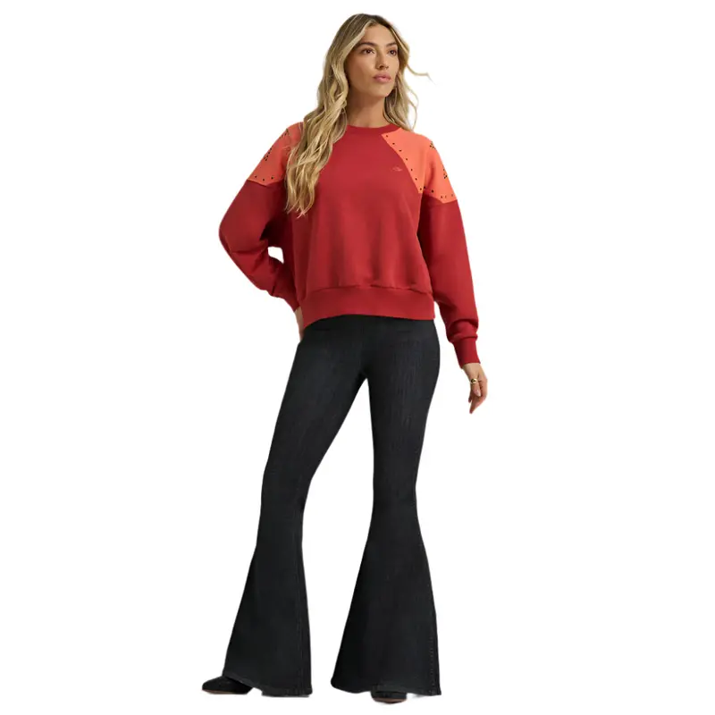 112370416 Wrangler X Women's Lainey Wilson Pull On Bell Jean - Washed Black 1