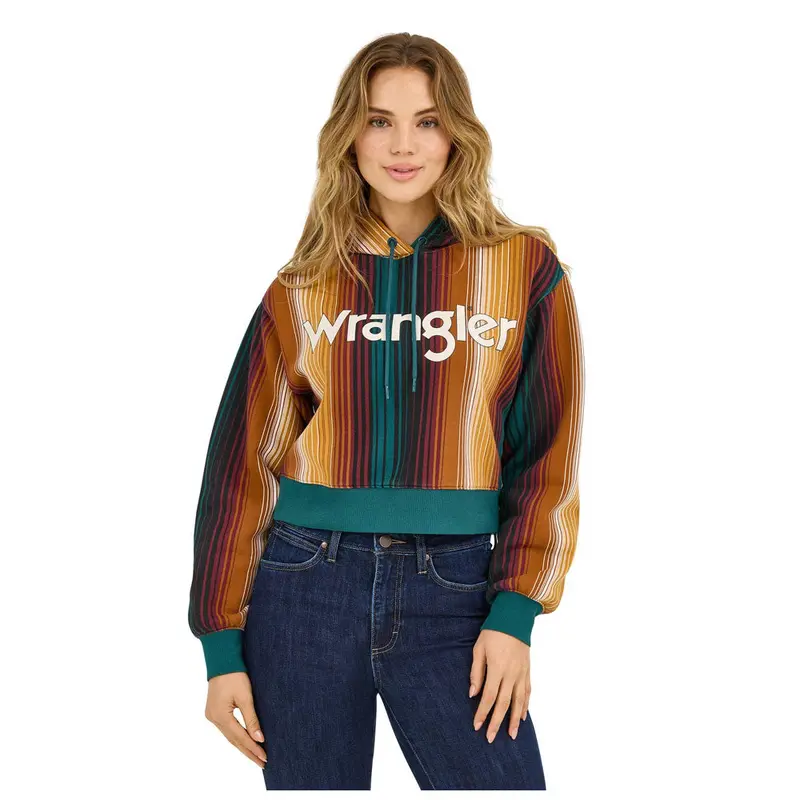 112371645 Wrangler Women's Retro Americana Cropped Hoodie - Multicolor Stripe 1