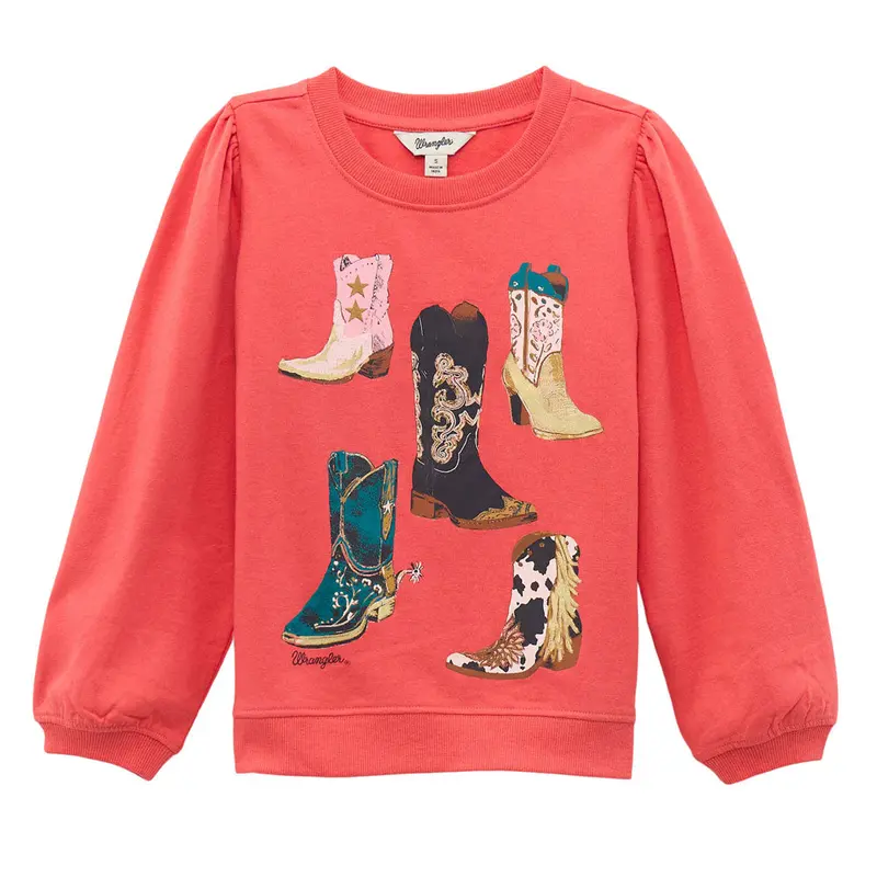 112371935 Wrangler Girls Crew Neck Sweatshirt - Pink 1