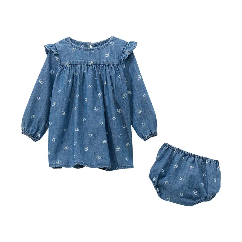 112372445 Wrangler Baby Girl Trapeze Dress - Denim 1