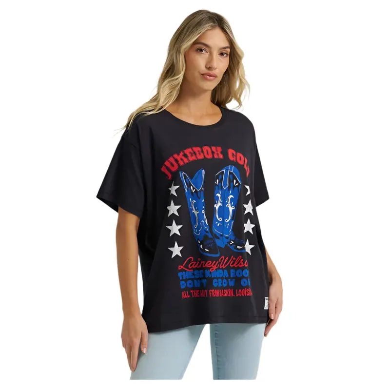 112373698 Wrangler X Lainey Wilson Women's Jukebox T-Shirt - Black 1