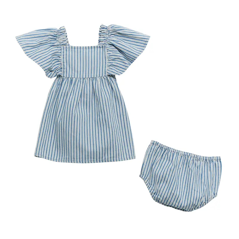 112374988 Wrangler Baby Girl Denim Dress Set - Blue 1