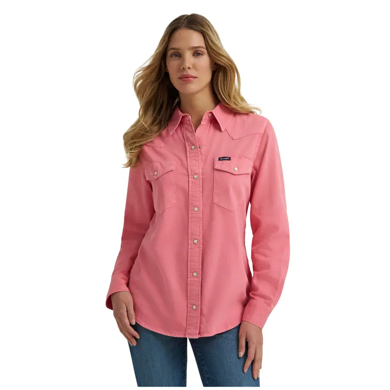 112375182 Wrangler Women's Retro® Americana Vintage Snap Shirt - Pink 1