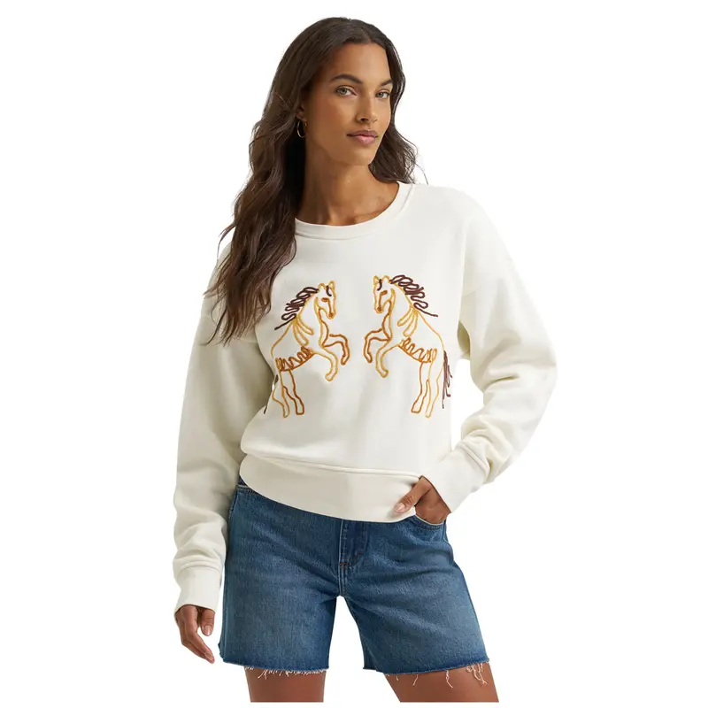 112375238 Wrangler Women's ® Vintage Crew Sweatshirt - White 1