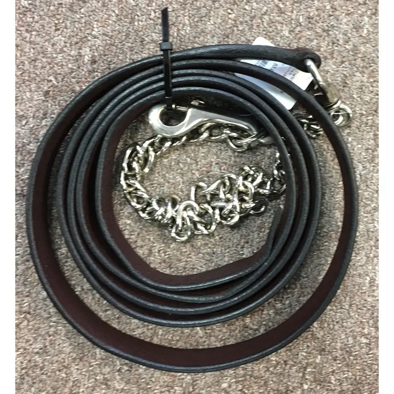 1171 Kathy's 1 Inch Leather Show Lead With Chain - Dark Oil 1