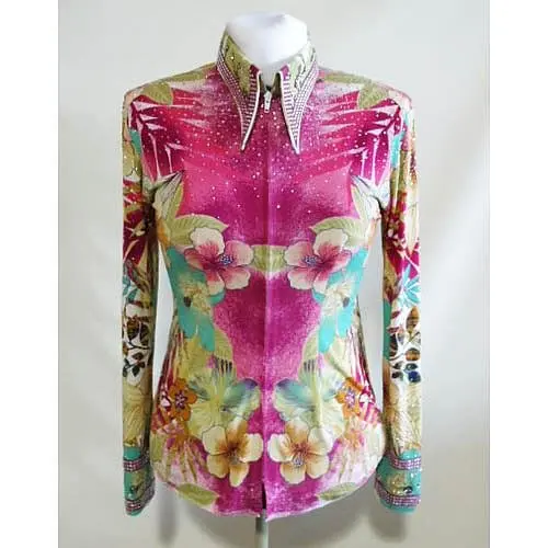 123602 Lisa Nelle Tropical Paradise Ladies Horsemanship Shirt L/Xl 1