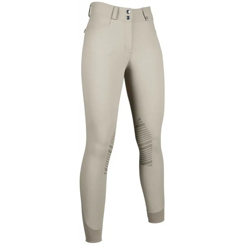 12806 Hkm Women's Riding Breeches Silicone Knee Patch Dark Nature Tan 1