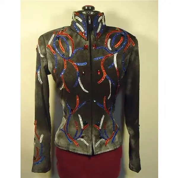 141893 Wire Horse Ltd. Black, Red, White & Blue Hand-Painted Jacket- Medium 1