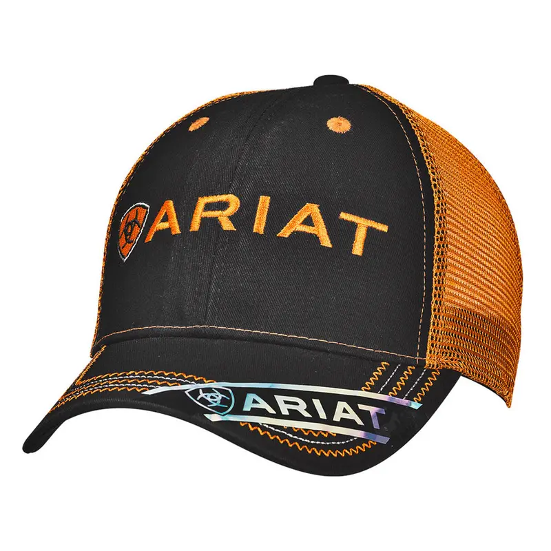 15160276 Ariat Men's Black And Orange Mesh Back Ball Cap 1
