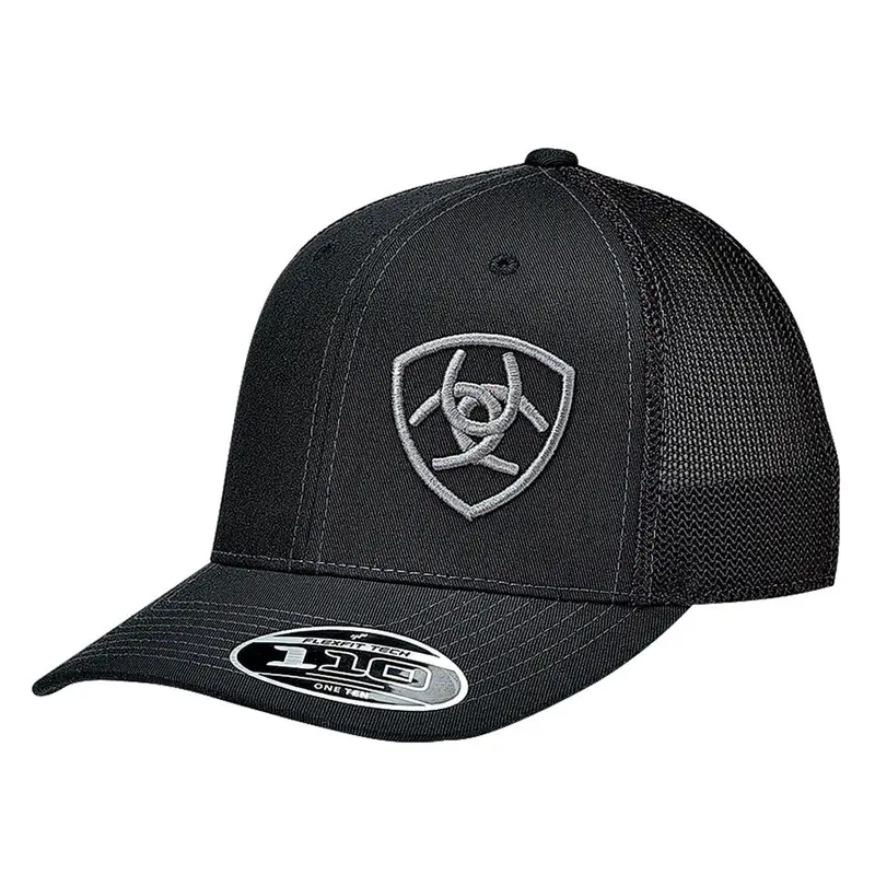 1597801 Ariat Men's 110 Flexfit Logo Black Ball Cap 1