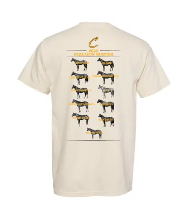 2025 Claiborne Farm Stallion Roster T-Shirt 1
