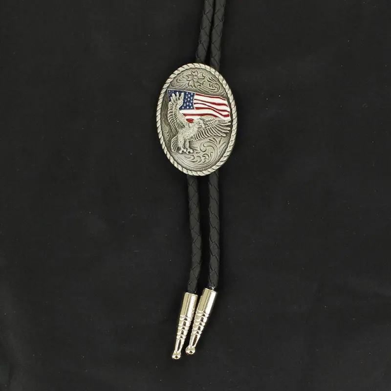 22612 Double S Men's Flying Eagle Flag Bolo Tie 1