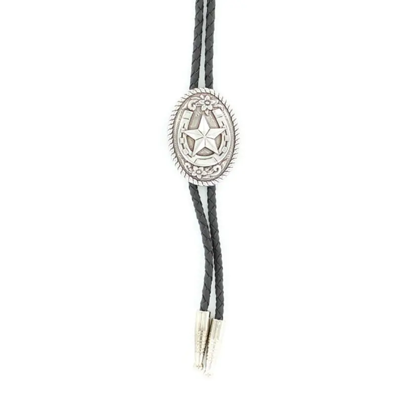 22820 Double S Adult Oval  With Texas Star & Horseshoe Bolo Tie 1