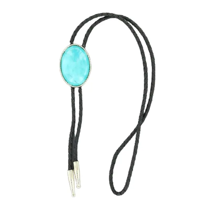 22838 Double S Men's Oval Turquoise Bolo Tie 1