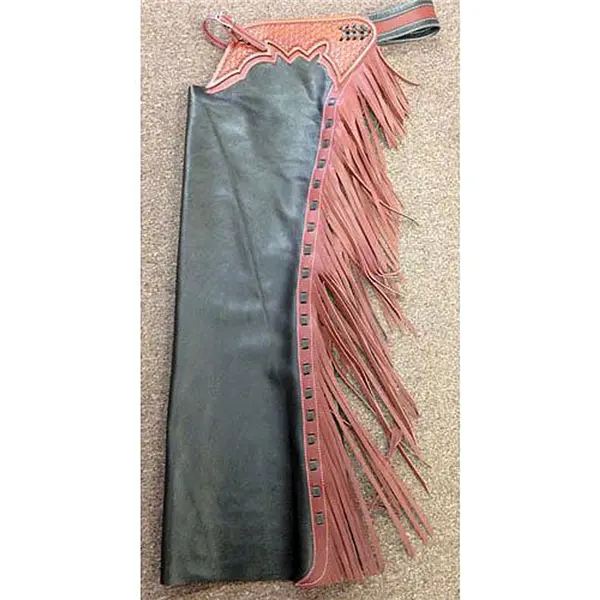 27-84 Shotgun Chaps Black With Brown Fringe - Large 1