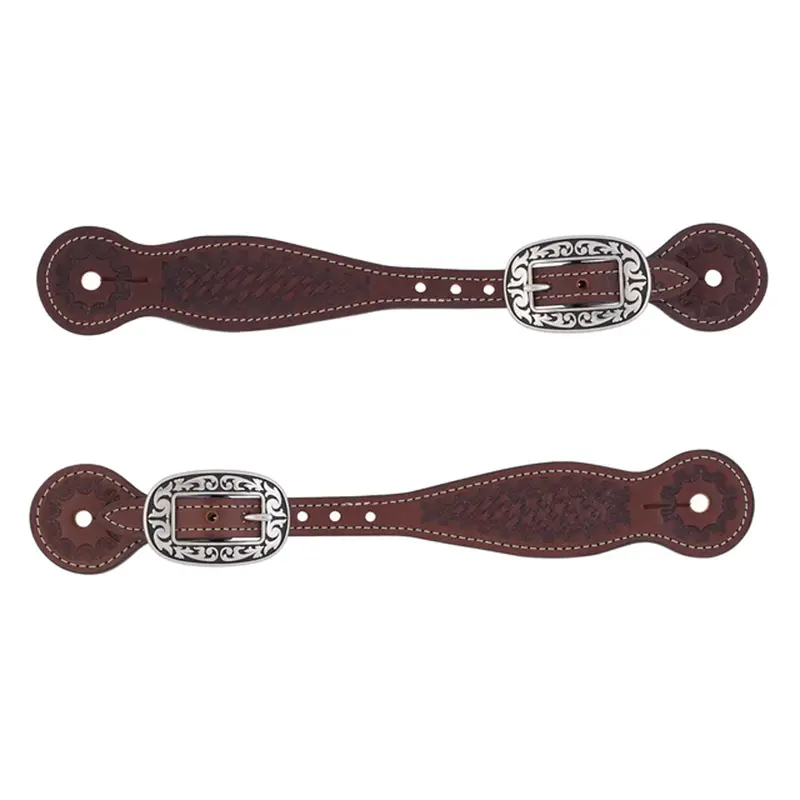 30-0176-Br Weaver Leather Basin Cowboy Thin Spur Straps - Brown 1