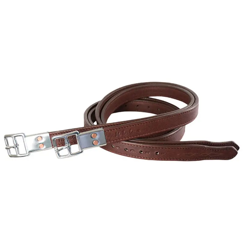 30133 M Toulouse Platinum Fancy Stitched Stirrup Leathers- Chocolate 54 1