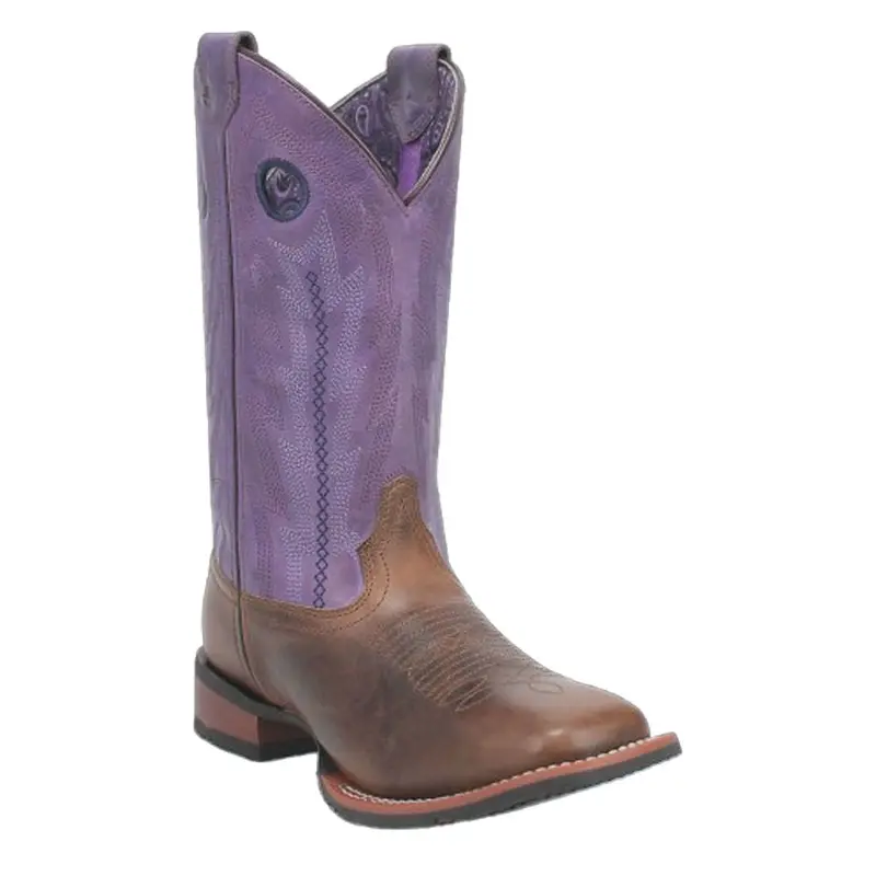 3120 Laredo Womens Bonnie Square Toe Cowboy Boot - Tobacco/Purple 1