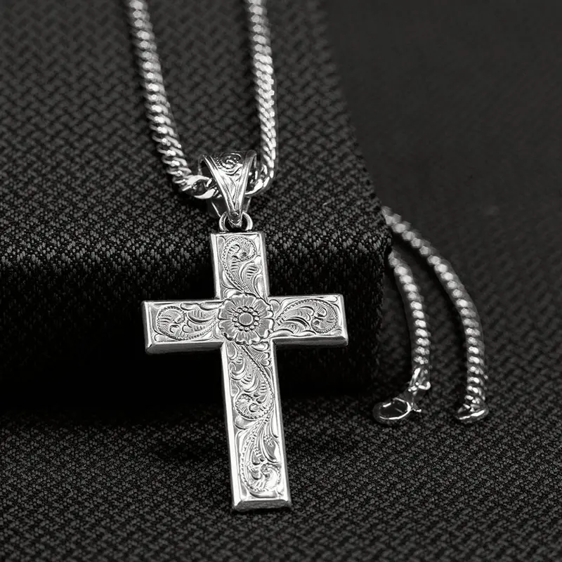 32106 Twister Men's Engraved Cross Necklace 1