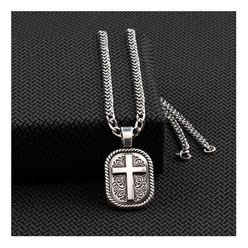 32160 Twister Men's Floral Cross Necklace 1