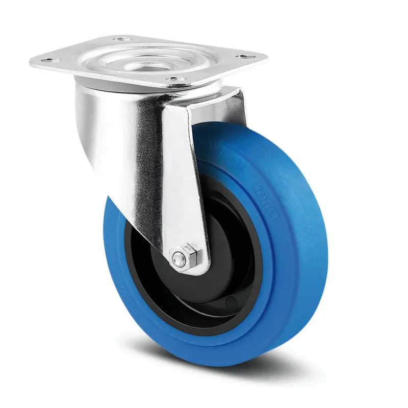 3370Pjp125p62 - 150Kg Swivel Plate 125Mm Blue Rubber 1