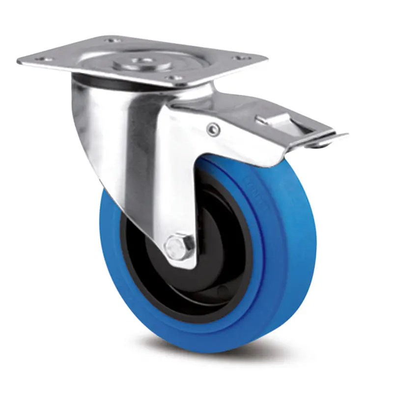 3377Pjp125p62 - 150Kg Swivel Plate Total Brake 125Mm Blue Rubber 1