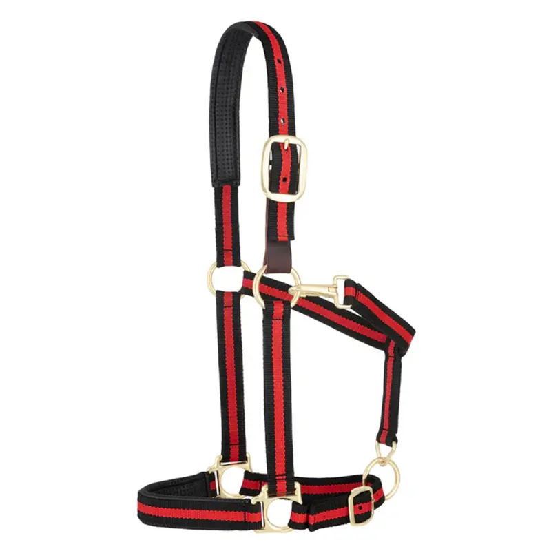 35-6065-Rd Weaver Leather Padded Breakaway Adjustable Chin & Throat Snap Halter - Red Striped 1