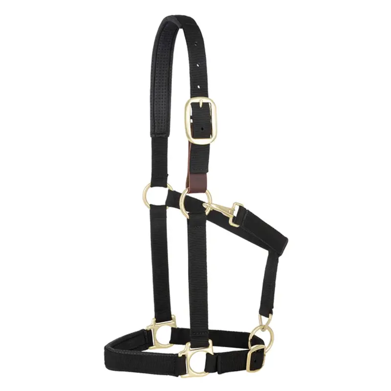 35-6075-Bk Weaver Leather Padded Breakaway Adjustable Chin And Throat Snap Halter - Solid Black 1
