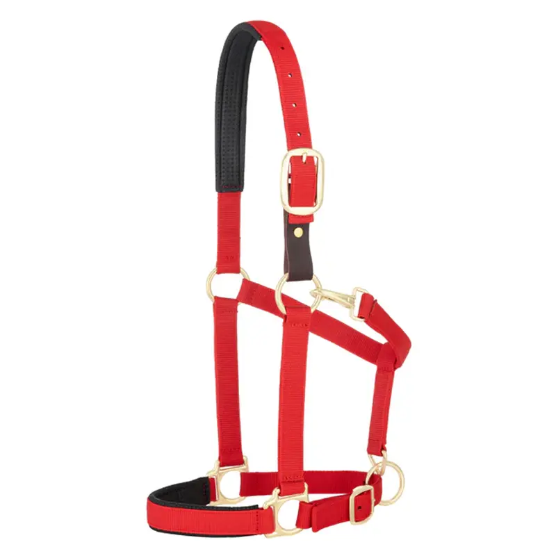 35-6075-Rd Weaver Leather Padded Breakaway Adjustable Chin And Throat Snap Halter - Solid Red 1