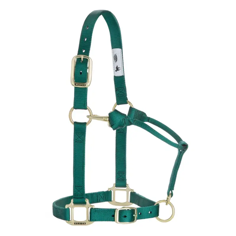35-7033-Hg Weaver Leather Yearling Original Adjustable Chin And Throat Snap 1" Halter - Hunter Green 1