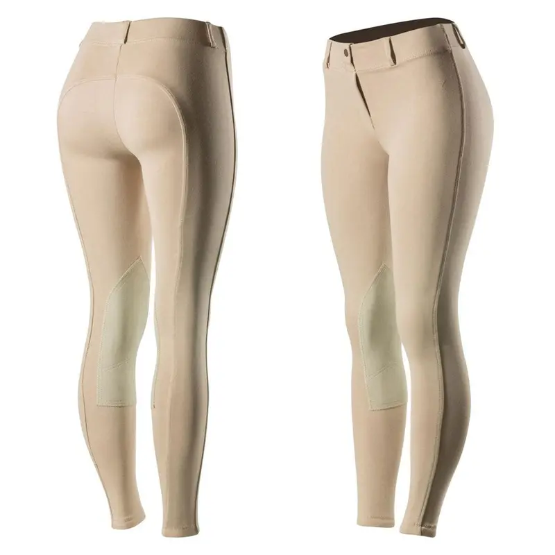 36260 Horze Ella Women's Pull On Knee Patch Breeches - Tan 1