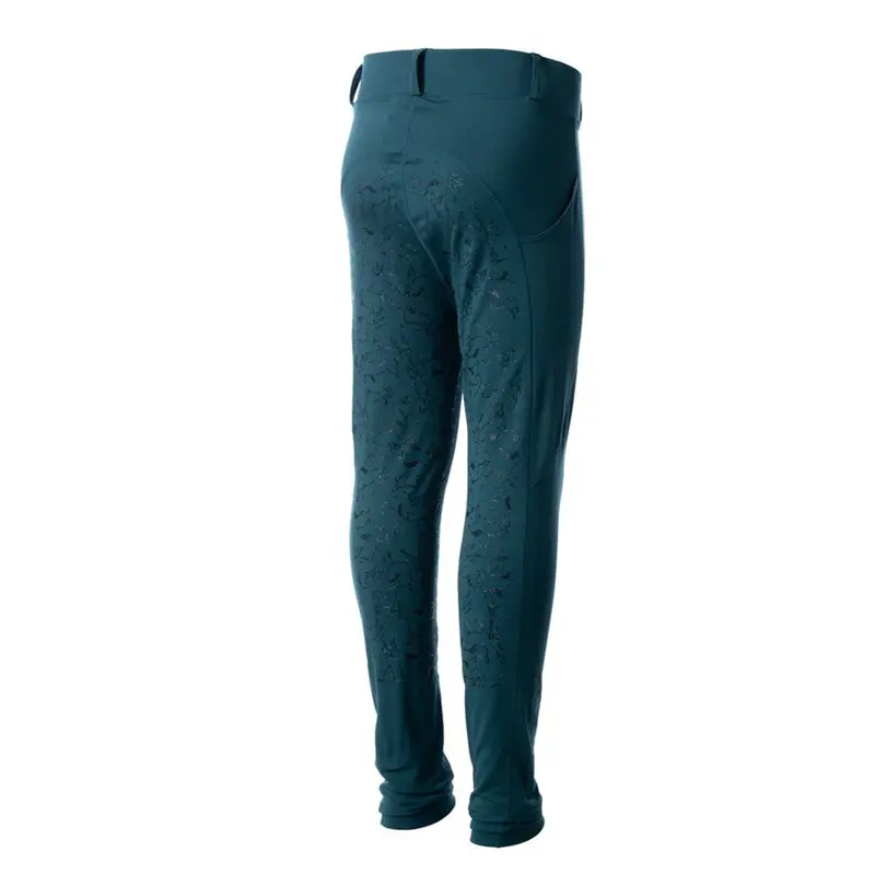 363Yvcb-Dsgr  Horze Dea Kids Winter Thermo Full Seat Tights - Dark Sea Green 1