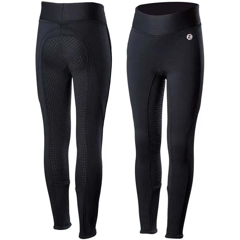 36611 Horze Active Jr Silicone Fleece Lined Winter Full Seat Tights Breeches 1