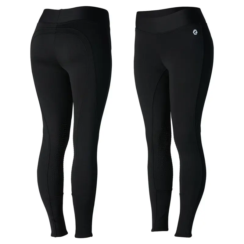 36790 Horze Active Womens Winter Silicone Knee Patch Tights Breech W/Phone Pocket 1