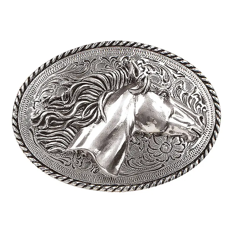 37012 Blazin Roxx Western Oval Horse Head Belt Buckle 1