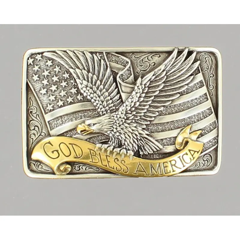 37015 Nocona Kids Western Belt Buckle God Bless America 1