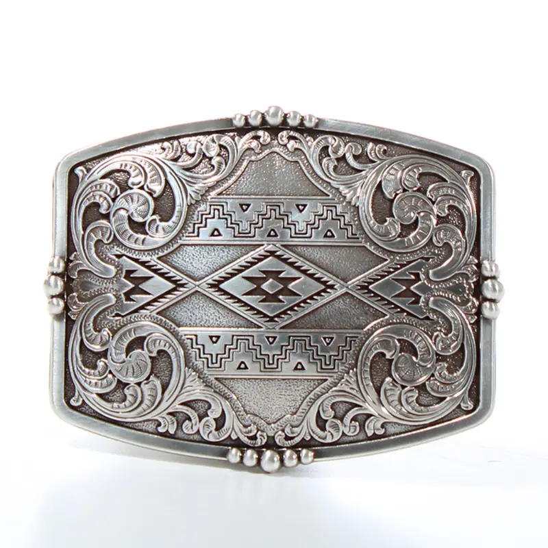 37019 Nocona Rectangle Aztec Floral Belt Buckle 1