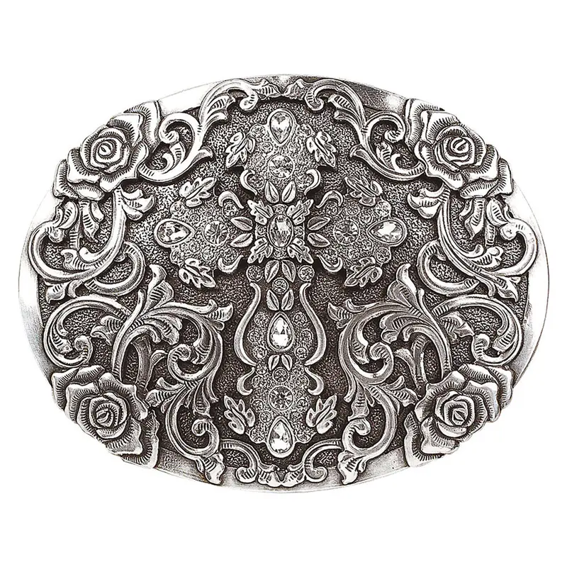 37108 Blazin Roxx Oval Cross Belt Buckle With Rhinestones 1