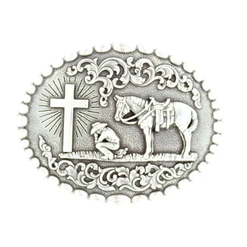 37374 Nocona Men's Cowboy Prayer Oval Belt Buckle 1