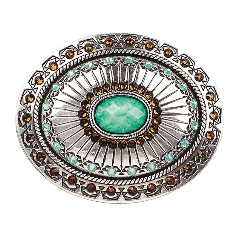 37975 Blazin Roxx Oval Tribal Stamp Ladies Western Belt Buckle With Rhinestones 1