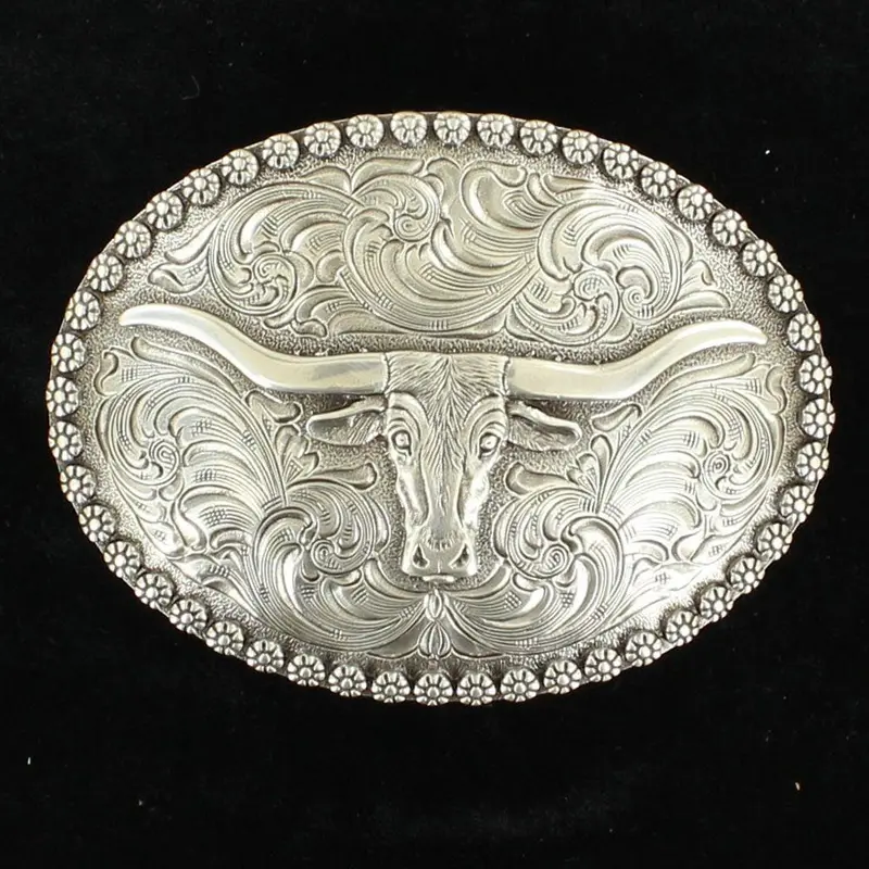 37981 Nocona Men's Longhorn Oval Western Belt Buckle 1