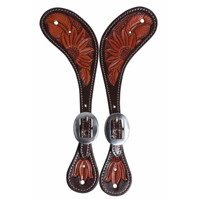 3P9201 Professional's Choice Muleshoe Sunflower Spur Strap 1