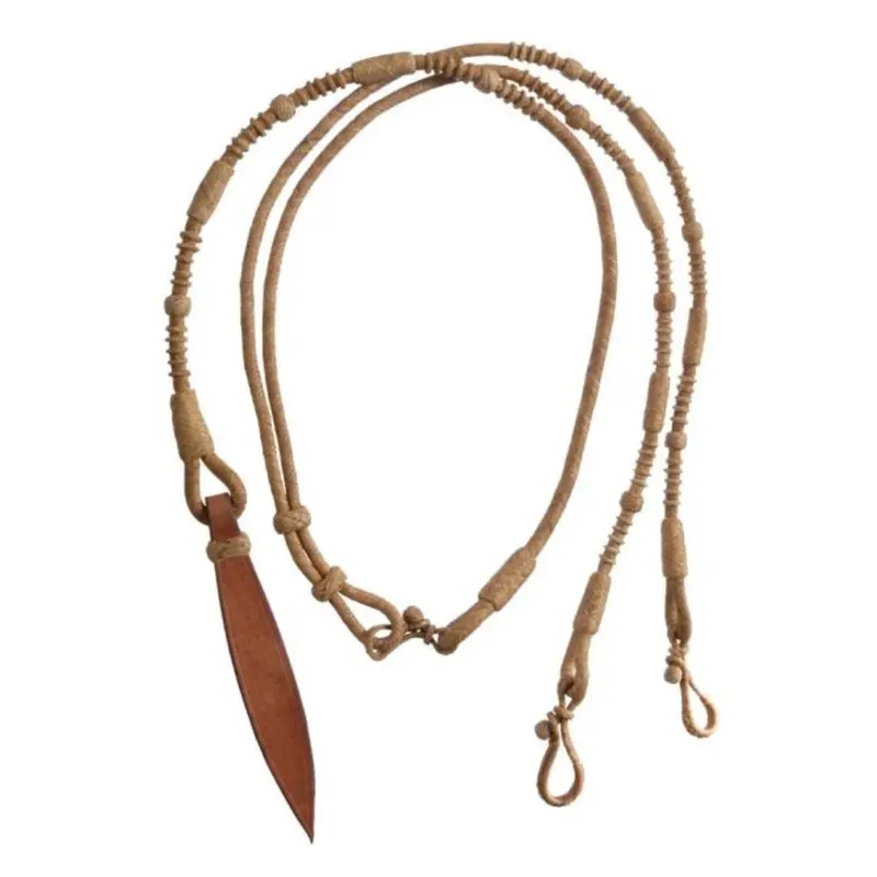40-9903 Royal King Rawhide Braided Leather Romal Reins - Natural 1