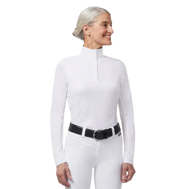 40413 Kerrits Women's Encore Long Sleeve Show Shirt - White/Bit O Luck 1