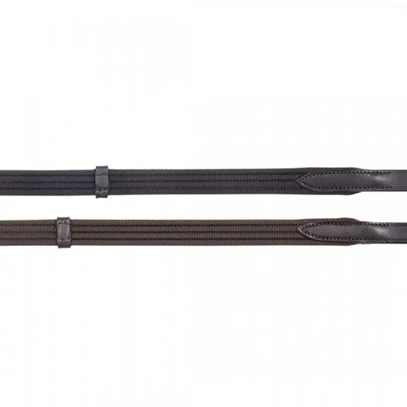 407316 Camelot Web Reins With Leather Stops Black 1