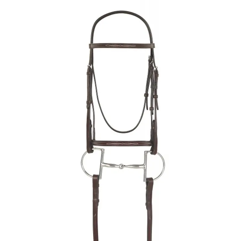 407351 Camelot Raised Fancy Stitch Snaffle Bridle Brown English Bridle 1