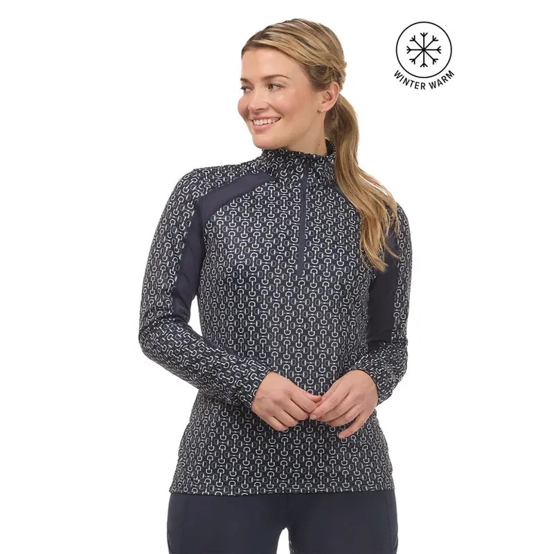 40750 Kerrits Women's First Level Quarter Zip Stretch Fleece Tech Top - Galaxy Blue Bit Of Color 1