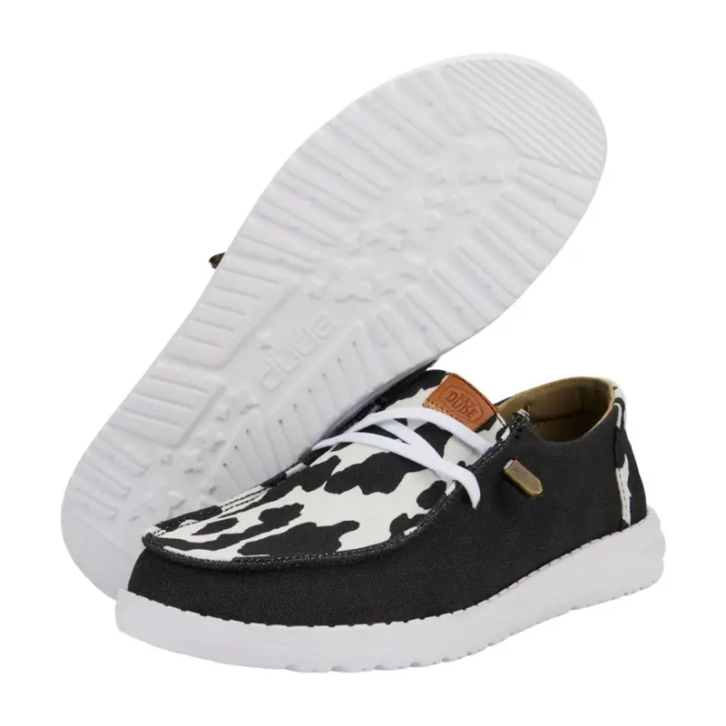41037-0Ho Hey Dude Women's Wendy Animal Shoe - Black & Cow Print 1