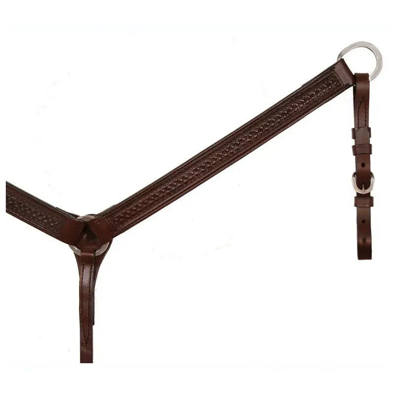4280-1101 Circle Y Julie Goodnight Straight Diamond Tooled Breast Collar Breast Strap - Walnut 1
