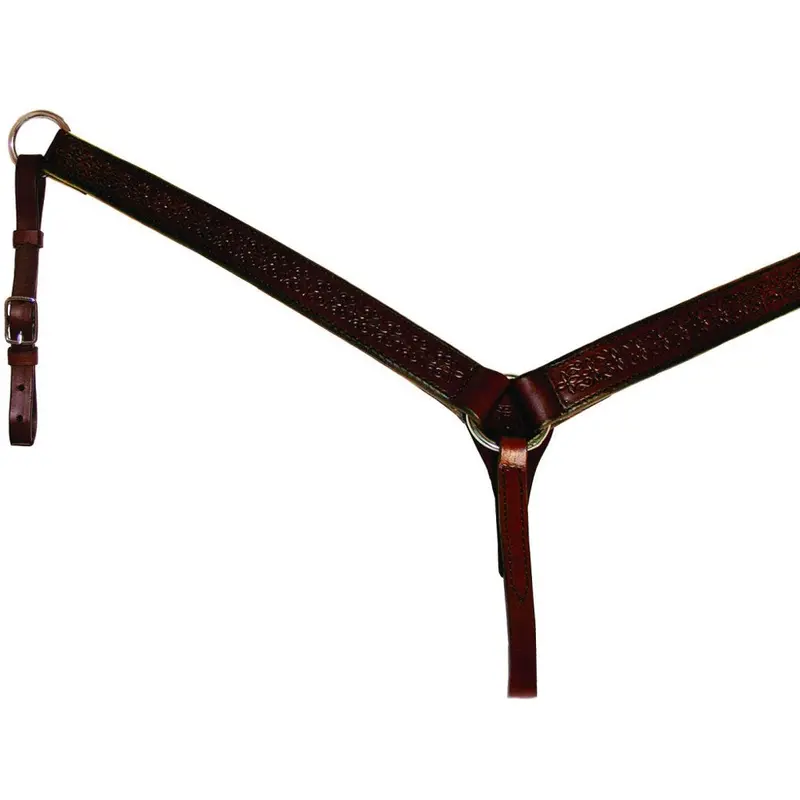 4280-6901 Circle Y 1 1/2 Inch Straight Daisetta Tooled Breast Strap - Walnut 1